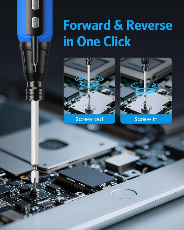 Alt view image 5 of 7 - Power Screwdriver Cordless Rechargeable, Electric Screwdriver Sets, Portable Automatic Home Repair Tool Kit, Motorized Screwdriver with LED Lights and USB Cable, Blue