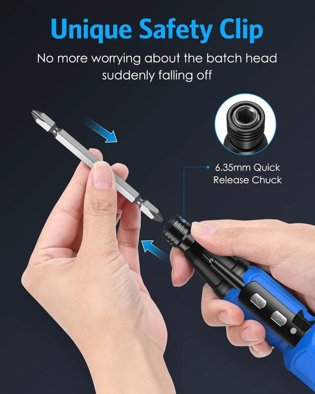 Alt view image 7 of 7 - Power Screwdriver Cordless Rechargeable, Electric Screwdriver Sets, Portable Automatic Home Repair Tool Kit, Motorized Screwdriver with LED Lights and USB Cable, Blue