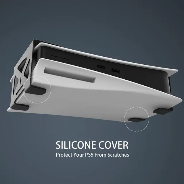 Alt view image 7 of 7 - Under Desk Holder for PS5/PS5 Slim/Pro,Stealth Mount Compaitble with PlayStation 5 Disc & Digital Edition Console,Space Saving,DP-05