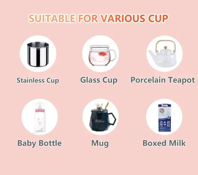 Alt view image 4 of 7 - Coffee Warmer for Desk with Mug Set. Women's Day Valentines Morther's Day Birthday Gifts for Woman. Cup Warmer with Automatic Shut Off, Drink Warmer for Cocoa, Tea, Milk. (Pink)