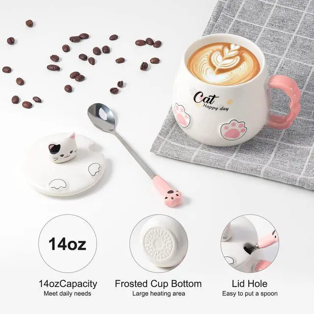 Alt view image 4 of 6 - Coffee Mug Warmer & Cute Cat Mug Set, Beverage Cup Warmer for Desk Home Office with Three Temperature Up to 140/ 60, Coffee Warmer for Cocoa Milk Tea Water Candle, 8 Hours Auto Shut Off