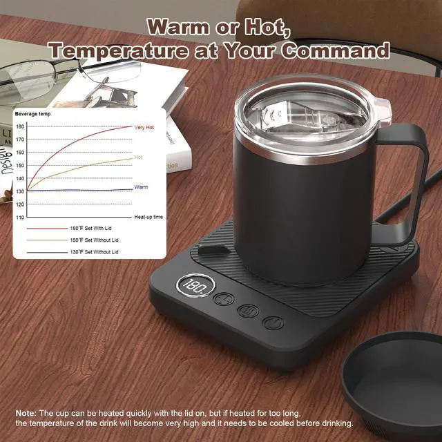 Alt view image 3 of 7 - Coffee Mug Warmer & Mug Set for Desk, Smart Coffee Cup Warmer with 16oz Heated Mug, Coffee Heater with Auto Shut Off for Office/Home, Birthday/Valentine's Day/Coffee Gifts for Men & Women, Black