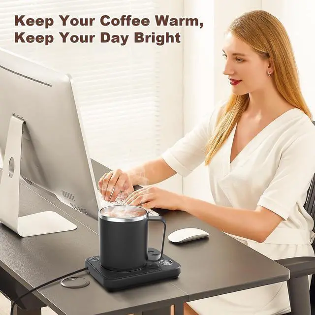 Alt view image 4 of 7 - Coffee Mug Warmer & Mug Set for Desk, Smart Coffee Cup Warmer with 16oz Heated Mug, Coffee Heater with Auto Shut Off for Office/Home, Birthday/Valentine's Day/Coffee Gifts for Men & Women, Black