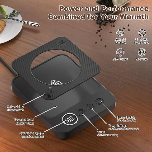 Alt view image 6 of 7 - Coffee Mug Warmer & Mug Set for Desk, Smart Coffee Cup Warmer with 16oz Heated Mug, Coffee Heater with Auto Shut Off for Office/Home, Birthday/Valentine's Day/Coffee Gifts for Men & Women, Black