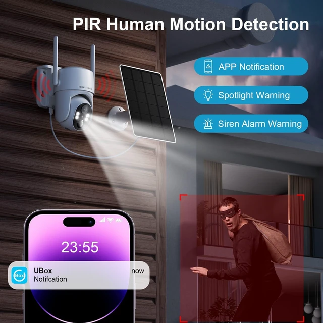 Alt view image 4 of 7 - HOSAFE.COM WiFi Solar Security Cameras Wireless Outdoor with 2K HD View | 360° PTZ Remote Security Camera Outdoor Wireless, Free Cloud Storage, 3MP Color Night Vision, Smart Detection, IP66