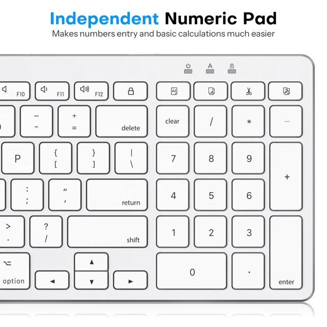 Alt view image 5 of 7 - Wired Keyboard and Mouse for Mac, USB-C & USB-A, Number Pad, Silver White | Plug directly into any MacMacBook Air/Pro, iMac, Mac Mini, No Bluetooth Pairing, No adapter needed, Hotkeys, Ergonomic Tilt