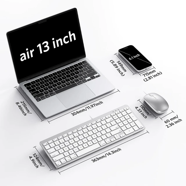 Alt view image 6 of 7 - Wired Keyboard and Mouse for Mac, USB-C & USB-A, Number Pad, Silver White | Plug directly into any MacMacBook Air/Pro, iMac, Mac Mini, No Bluetooth Pairing, No adapter needed, Hotkeys, Ergonomic Tilt