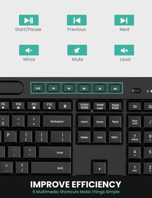 Alt view image 4 of 6 - Ergonomic Wireless Keyboard and Mouse Combination, 2.4GHz Quiet Full Length Mouse and Keyboard, Wrist Stand, Phone Holder, Compatible with Windows, PC, Laptops