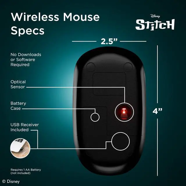 Alt view image 4 of 7 - Disney Lilo and Stitch Wireless Mouse, Bluetooth Ergonomic Mouse Computer Accessories for Laptop Computer or Mini PC and Stitch Gifts for Women, Men, and All Fans of Stitch Stuff