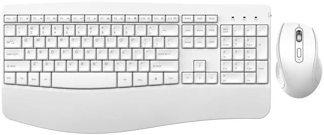 Main image of Ergonomic Keyboard and Mouse Combo, Full Size Cordless Computer Keyboard with Palm Wrist Rest Ergonomic Mouse for Windows Computers Laptops - White