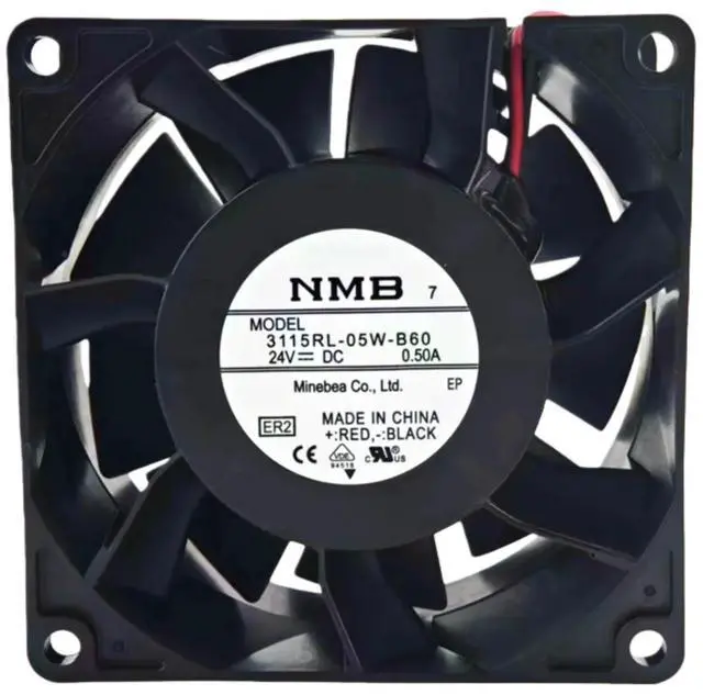 Main image of Suitable for 3115RL-05W-B60 80x80x38mm DC 24V waterproof cooling fan, 0.50A 5500RPM 75.9CFM 51dBA, IP protection rated axial fan, suitable for inverters.