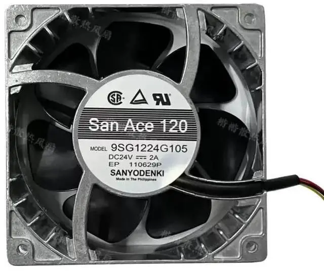 Main image of San Ace 120 9SG1224G105 24V 2A PWM speed-controlled silver aluminum frame cooling fan