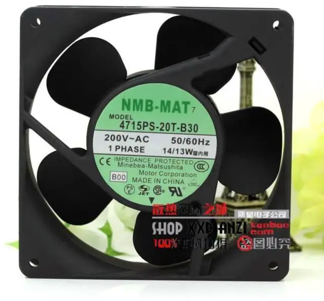 Main image of 12038 fan for 4715PS-20T-B30, 200V 14/13W cooling fan, 120x120x38mm aluminum frame, suitable for 220V industrial chassis.