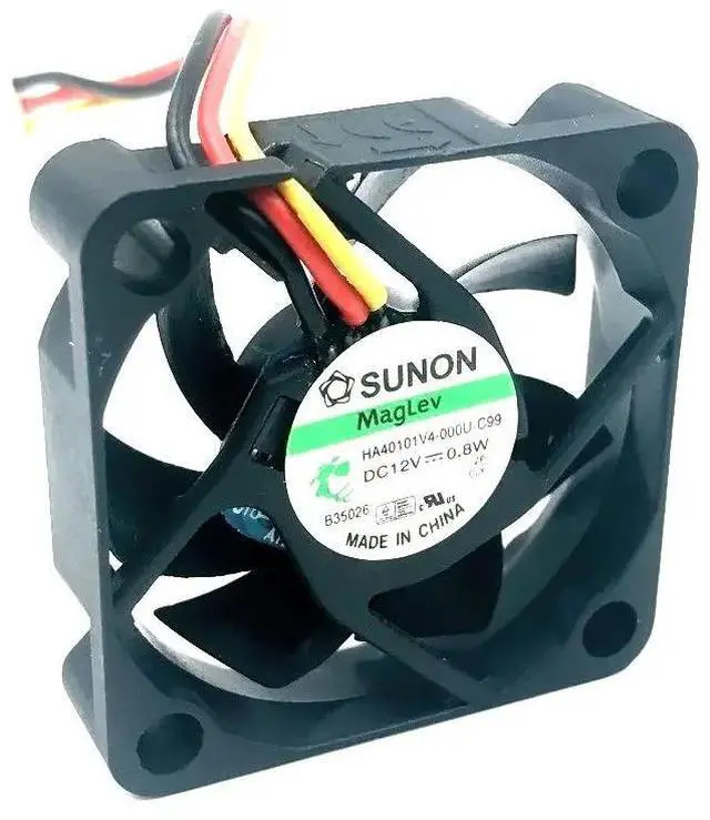 Main image of Two HA40101V4-0000-c99 CPU coolers (4010, 40mm x 4cm, 40*40*10mm), 12V 0.8W 0.06A, 3-pin connector supports speed measurement.
