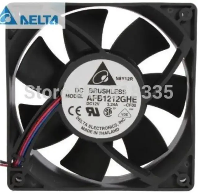 Main image of Suitable for AFB1212GHE-CF00 120x120x38mm cooling fan, airflow 240.96 CFM, speed 5200 RPM, noise 62 dBA, 3-pin TAC connector.