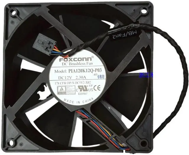 Main image of Suitable for PIA120K12Q 12038 12CM high-speed dual ball bearing PWM cooling fan, 12V 2.3A 178CFM (black 5Pin)