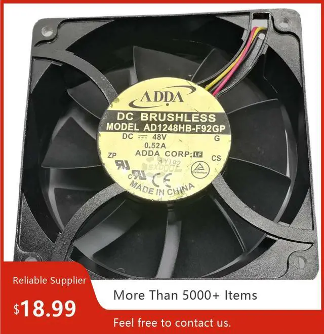 Main image of The 12038 server fan is suitable for the AD1248HB-F92GP server. It measures 120x120x38mm, operates at 48V, 0.52A, has a speed of 5000RPM, and an airflow of 207CFM. It is a three-line cooling fan.