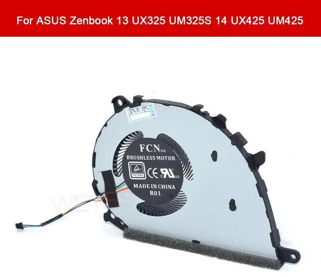 Main image of DC5V CPU fan DFS5K12214161N, 0.5A, 4-pin connector for 13 UX325 UM325S and 14 UX425J UM425IA laptops.