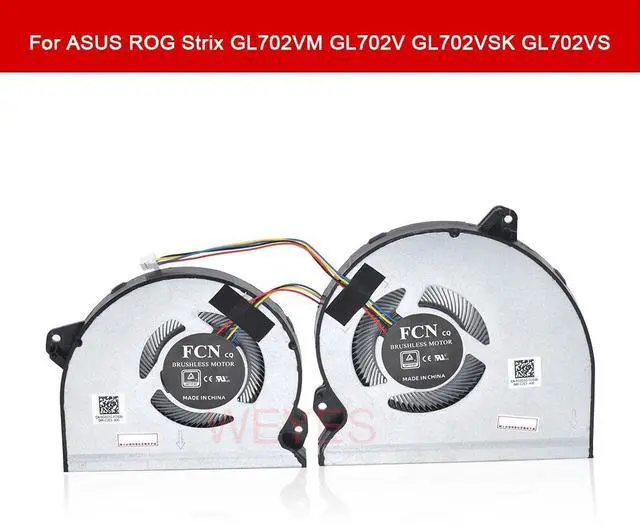 Main image of CPU and GPU fan coolers for GL702VM, GL702V, GL702VSK, GL702VS FCN, FJ9U, FJ9T, and DC5V laptops.