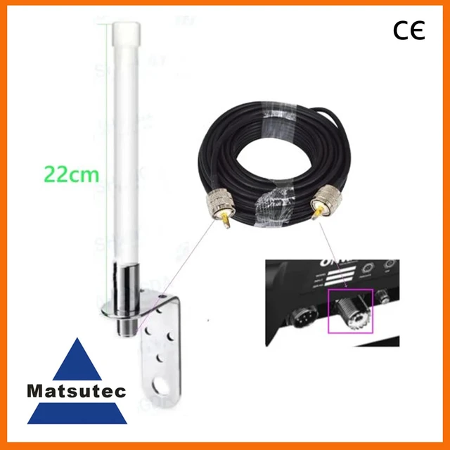 Main image of 3dBd gain marine VHF antenna, frequency range 156-163MHz, equipped with RG58 coaxial cable and PL259 HA-022 antenna, length: 22 cm (with 2m cable).
