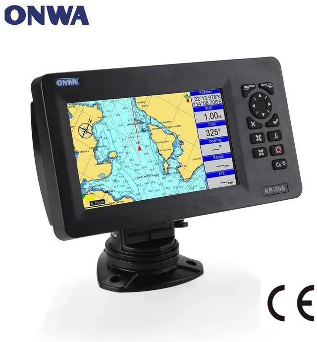 Main image of KP-39A 7-inch color LCD GPS chart reader with GPS antenna and built-in B+ grade AIS transponder - a combined marine GPS navigator.