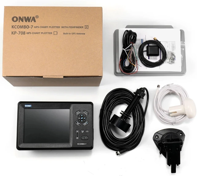 Main image of KCombo-7 Marine GPS Fish Finder Kit, 7-inch Color LCD GPS Chart Analyzer Kit, with Sensor, GPS + Fish Finder
