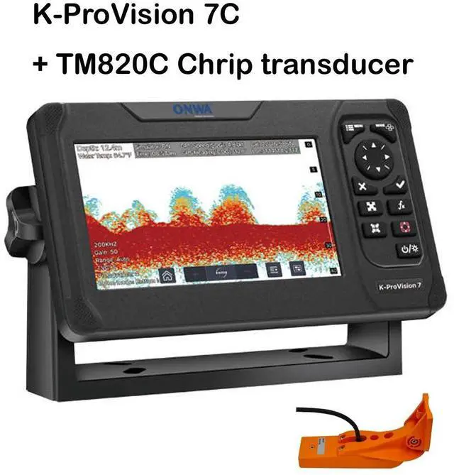 Main image of 7-inch K-ProVision 7C GPS/CHIRP fish finder, marine waterproof touchscreen enhanced GPS/CHIRP fish finder with sensor (with TM820C Chrip).