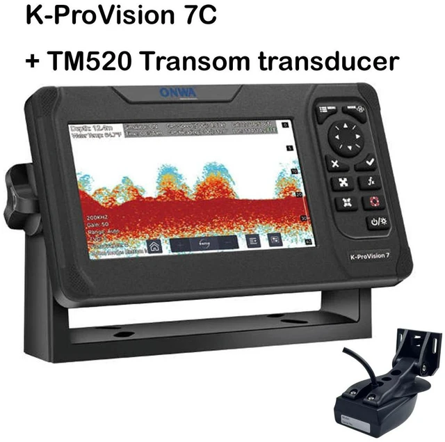 Main image of 7-inch K-ProVision 7C GPS/CHIRP fish finder, marine waterproof touch-screen enhanced GPS/CHIRP fish finder with sensor (with TM520 crossbeam).