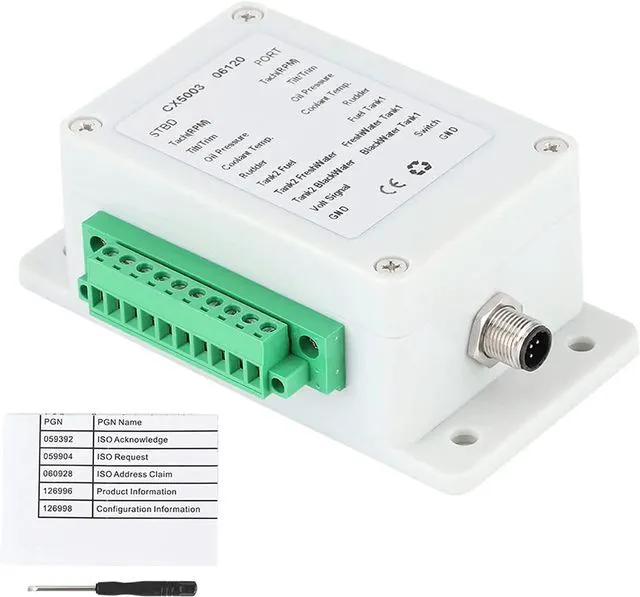 Main image of The NMEA2000 converter 9-32V DC IP67 conversion box can convert sensor signals to NMEA2000 signals, suitable for popular products such as ships and yachts.