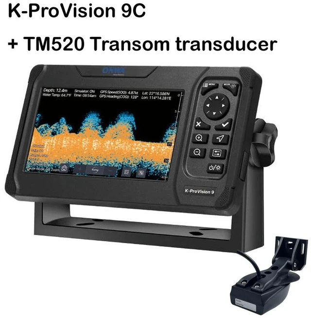 Main image of 9-inch K-ProVison 9C GPS/CHIRP fish finder, marine waterproof touch-screen enhanced GPS/CHIRP fish finder with sensor (with TM520 crossbeam).