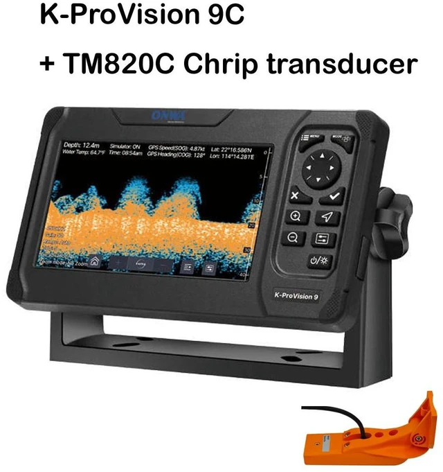 Main image of 9-inch K-ProVision 9C GPS/CHIRP fish finder, marine waterproof touchscreen enhanced GPS/CHIRP fish finder with sensor (with TM820C Chrip).