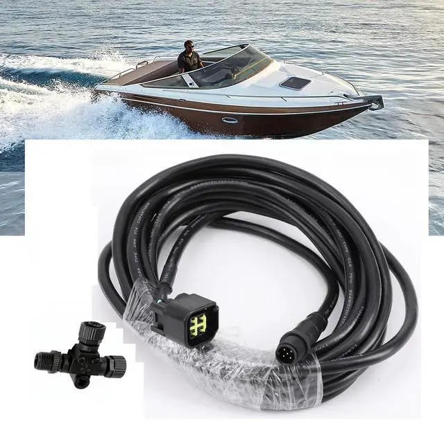Main image of Engine interface cable, NMEA2000 network connection, with T-connector, compatible with 2006-2023 outboard engines (4.5 m (15 ft) cable).
