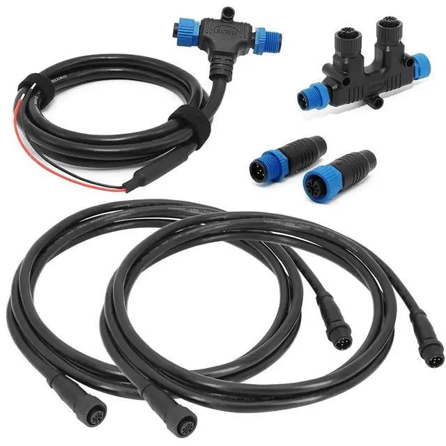 Main image of NMEA 2000 starter kit for outboard motors (2006 and later models), with N2K engine interface cable with T-connector for direct connection to engine D (dual-mount).