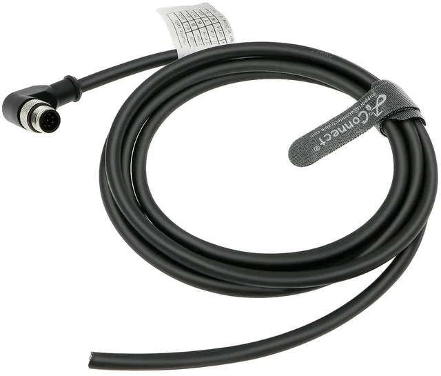Main image of M12 Type A right-angle 8-pin male shielded cable for use with industrial camera automation equipment network fieldbus modules (20M).