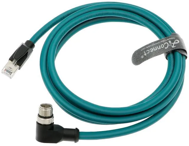 Main image of M12 8-pin X-Code male right-angle to RJ45 Ethernet shielded cable, suitable for Cognex in Sight industrial cameras, highly flexible cable (20M).