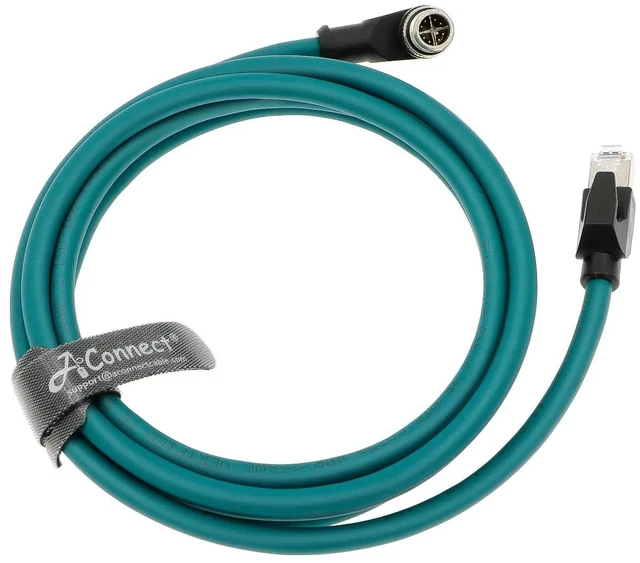 Main image of M12 8-pin X-Code male right-angle to RJ45 Ethernet shielded cable, suitable for Cognex in Sight industrial cameras, highly flexible cable (10M).