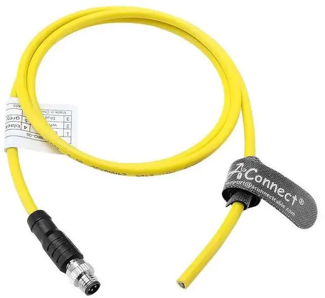 Main image of 2000 M8 5-pin B-type male to bare wire cable, 24AWG, suitable for industrial cameras, PLC trigger sensors, and vision systems (straight).