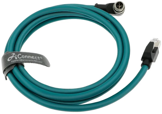 Main image of M12 8-pin X-Code male right-angle to RJ45 Ethernet shielded cable, suitable for Cognex in Sight industrial cameras, highly flexible cable (8M).