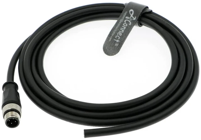 Main image of M12 Type A 4-pin male to bare wire DIY connector, aviation socket, industrial camera cable (1 M)