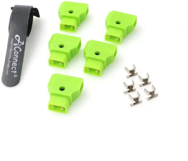 Main image of D-Tap male connector DIY plug, suitable for photographic V-type and gold-plated interfaces, 5-pack (green)