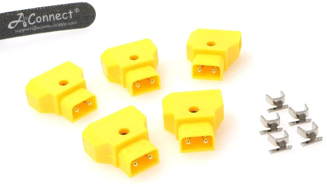 Main image of D-Tap male connector DIY plug, suitable for photographic V-type and gold-plated interfaces, 5-pack (YELLOW)