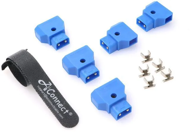 Main image of D-Tap male connector DIY plug, suitable for photographic V-type and gold-plated interfaces, 5-pack (blue)