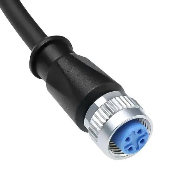 Main image of 26.2 ft (8 m) M12 Type A coded 4-pin female to open-end power I/O cable, suitable for sensors, actuators, industrial automation PLC shielded cable chains.