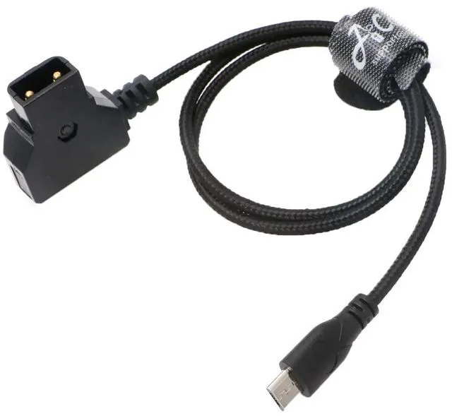 Main image of Right-angle Micro-USB to D-Tap/P-Tap power cable, suitable for 20-inch (straight) inch cables.