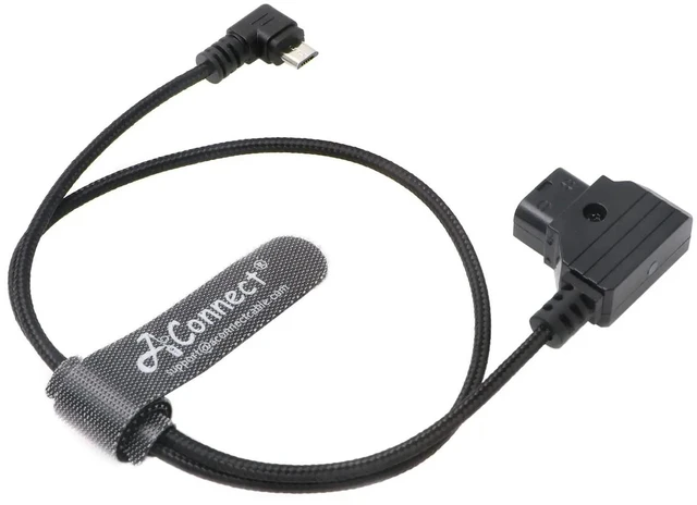 Main image of Right-angle Micro-USB to D-Tap/P-Tap power cable, suitable for 20-inch (right-angle) inch devices.
