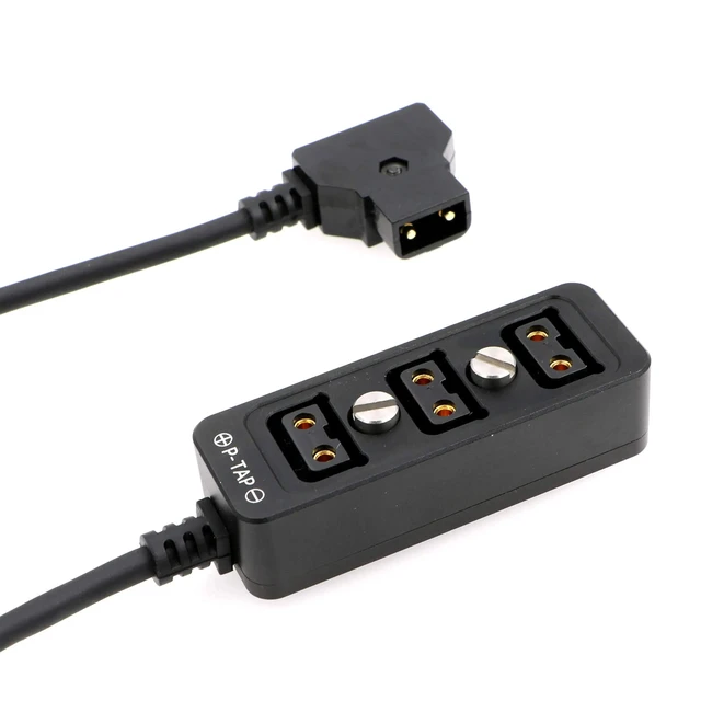 Main image of Threaded splitter cable, D-type male to 3-port P-type connector, metal splitter power cord, 21 inches (54 cm) (Black)