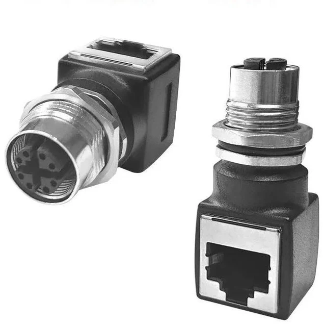 Main image of M12 ADX code to RJ45 female connector adapter network cable male/female socket (X-8Pin-F to RJ45-F-RA)