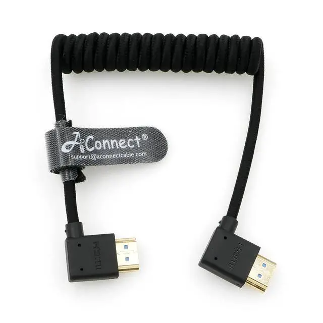 Main image of 8K spiral HDMI 2.1 cable, supports 8K@60Hz and 4K@120Hz, 48Gbps ultra-high-speed braided cable, suitable for left turns and right bends.