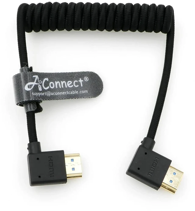 Main image of 8K HDMI 2.1 spiral cable, supports 8K@60Hz and 4K@120Hz, 48Gbps high-speed braided spiral cable, length 12~18 inches, suitable for monitors (left left corner BLK).