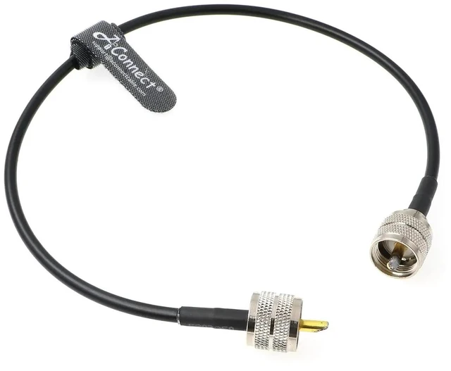 Main image of RG58 UHF male-to-male PL259 coaxial cable, 50 ohms low loss, suitable for CB radio, amateur radio antennas, VSWR analyzers, 19 inches (49 cm).